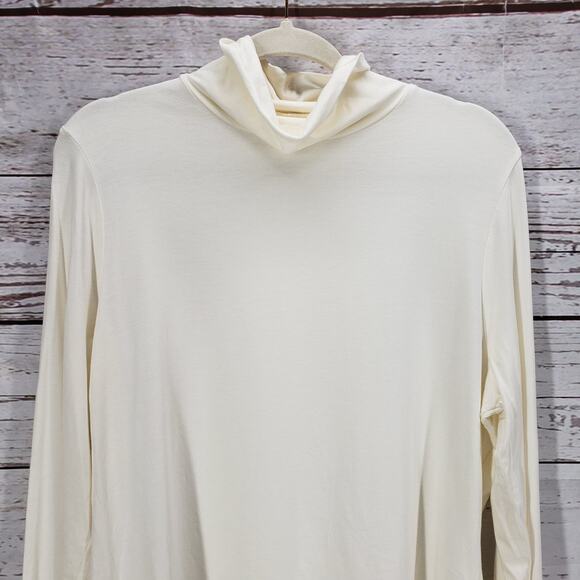 Garnet Hill Ivory Knit Turtle Neck Organic Pima Cotton Blend Sweater XL - Picture 2 of 11